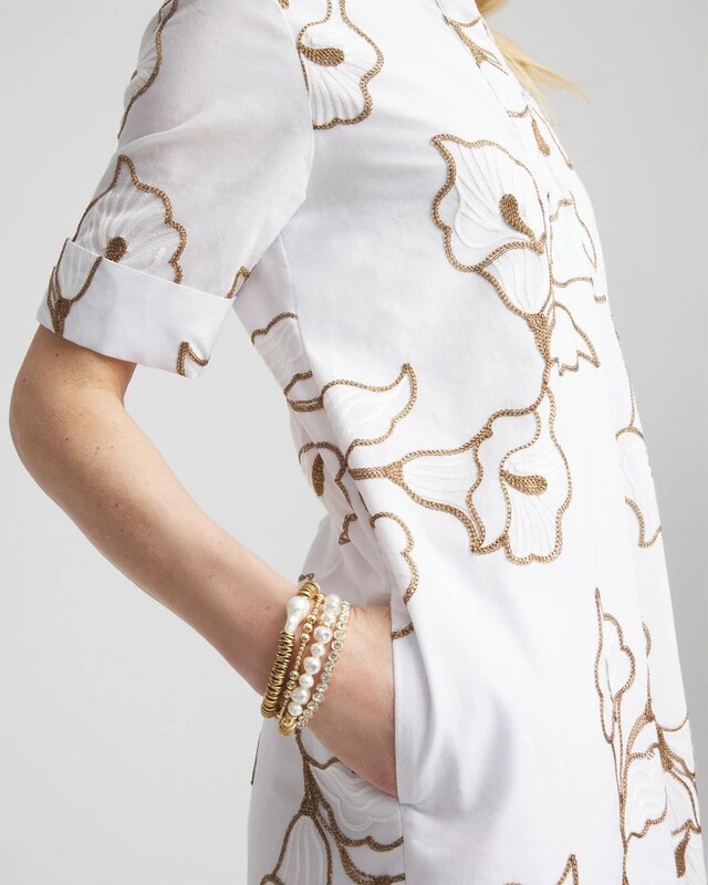 Floral Embroidered Popover Dress - image 4